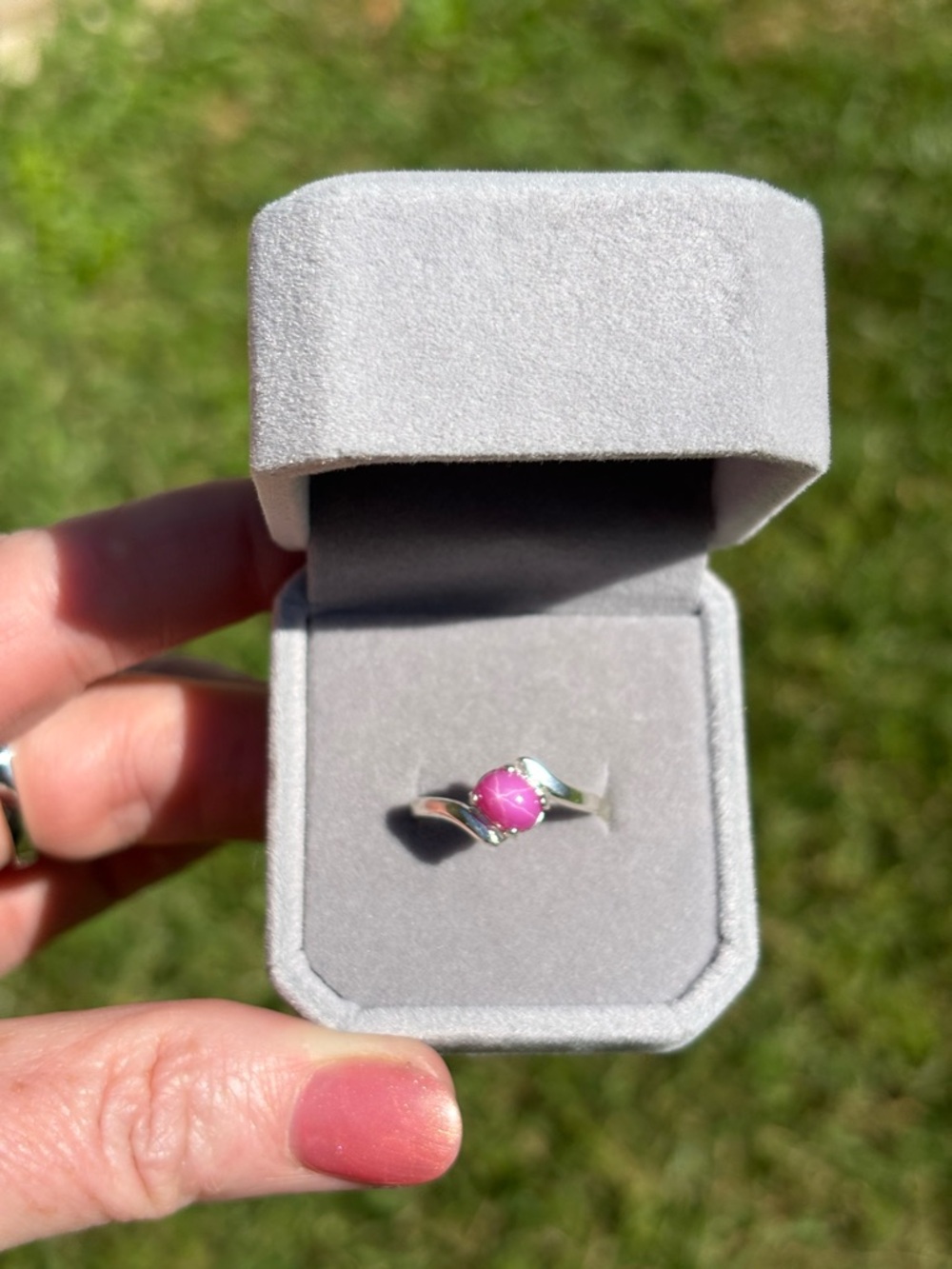 Stunning 6 Rays Linde Pink Ruby Star Sapphire 925 Sterling Silver Ring Size 7.5